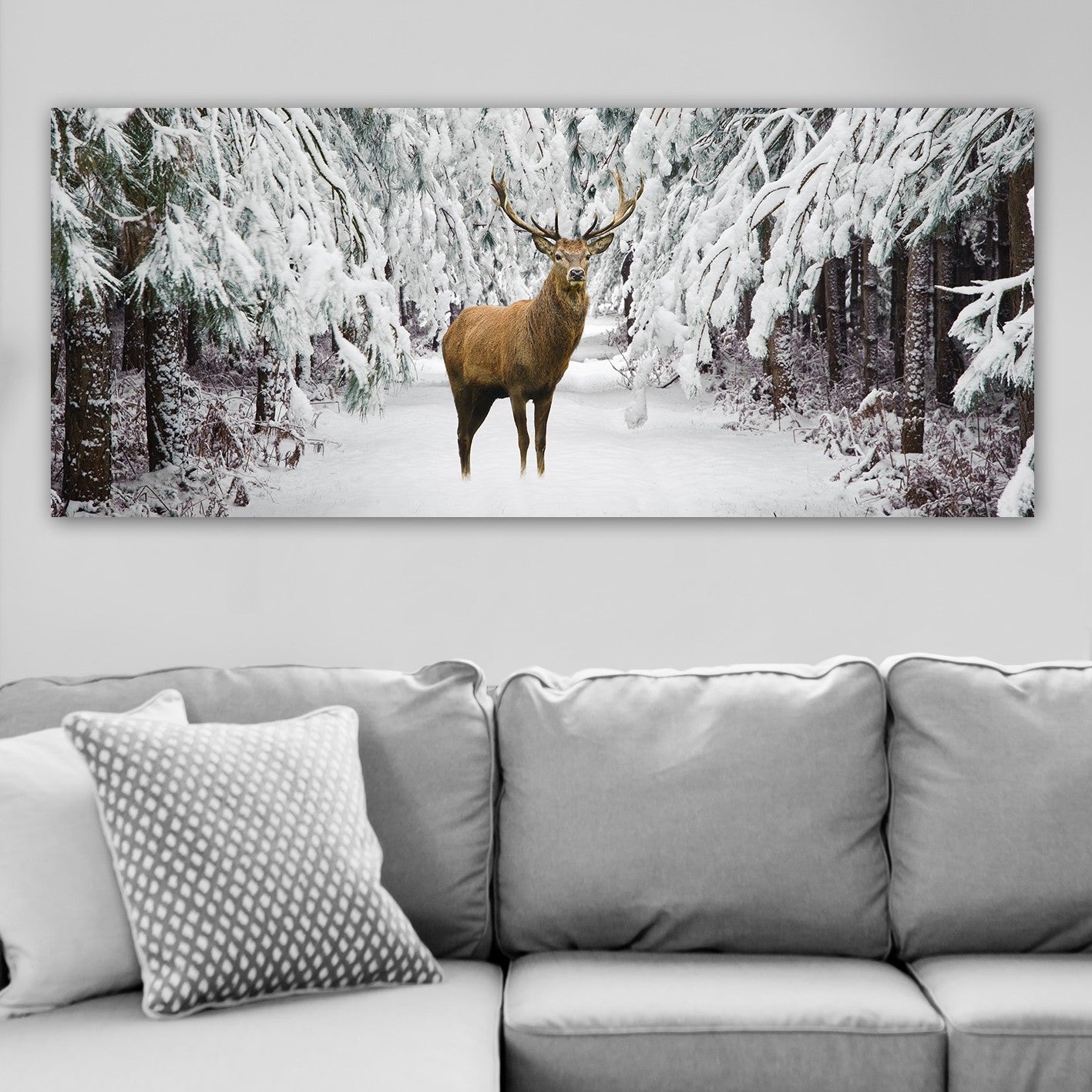 Quadro em Tela Canvas Multicor 50x120 cm com Moldura de Madeira (3 cm)