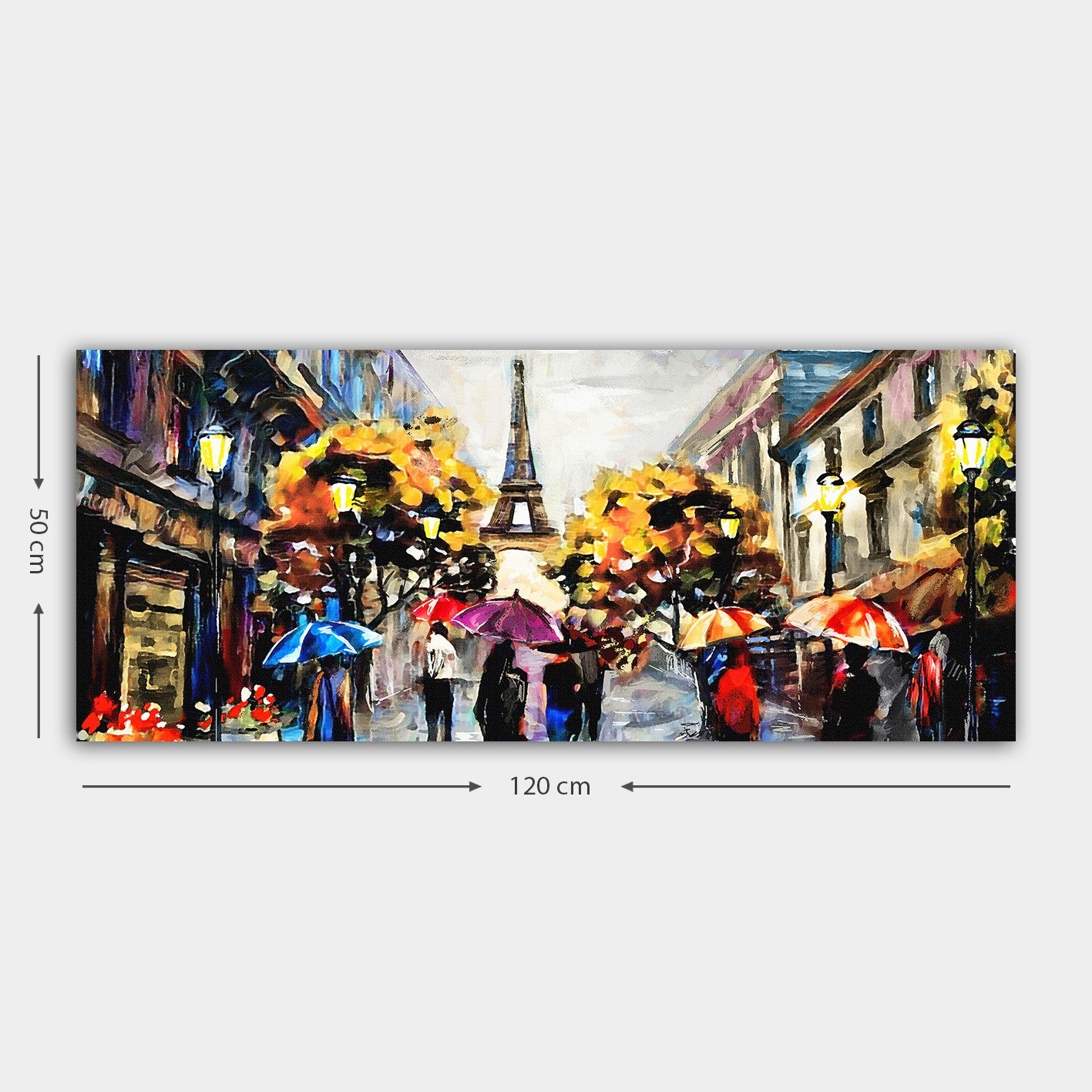 Quadro em Tela 100% Canvas Multicolor 50x120 cm com Moldura de Madeira (3 cm)