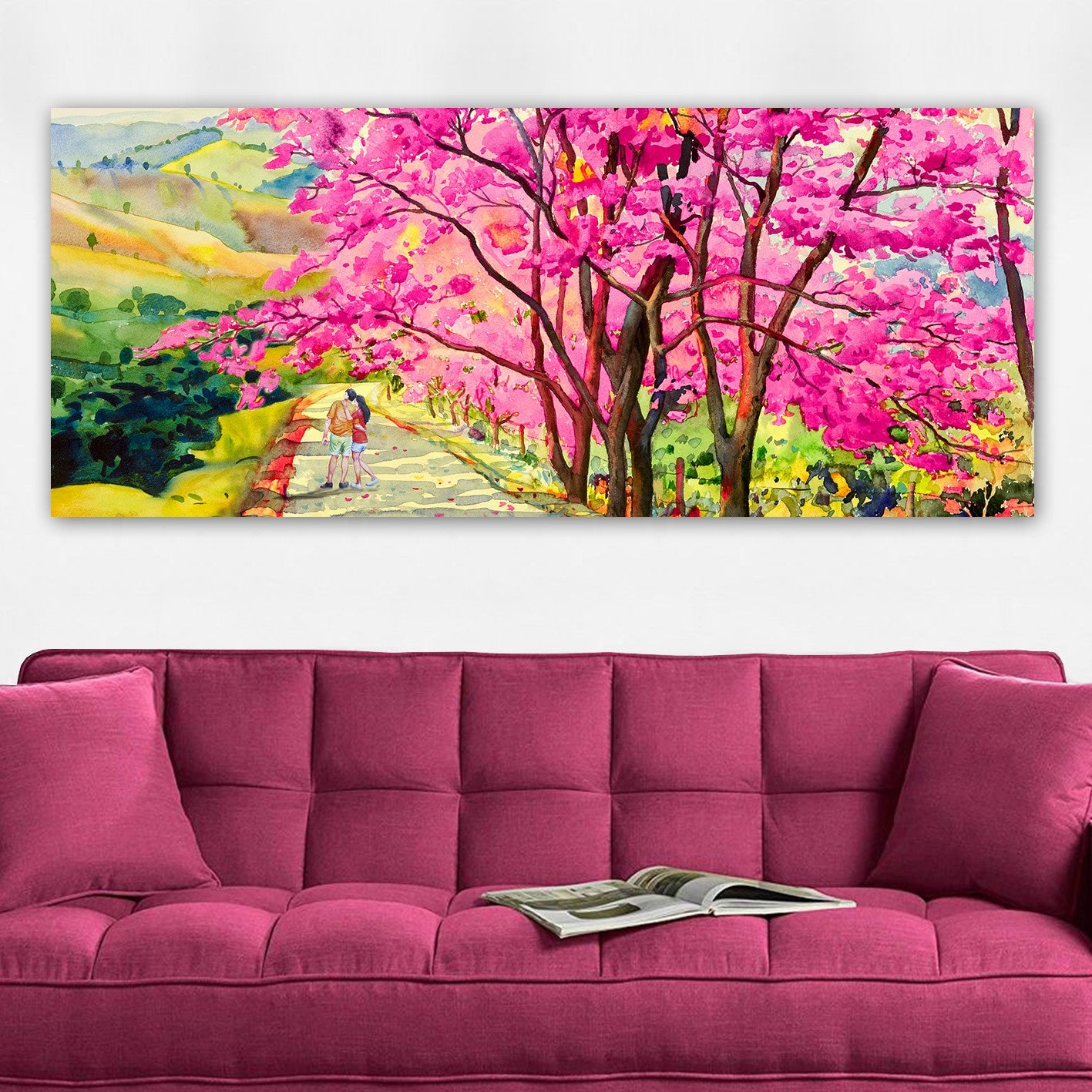 Quadro em Tela Decorativo Multicolor, Moldura de Madeira 3 cm – 50 x 120 cm