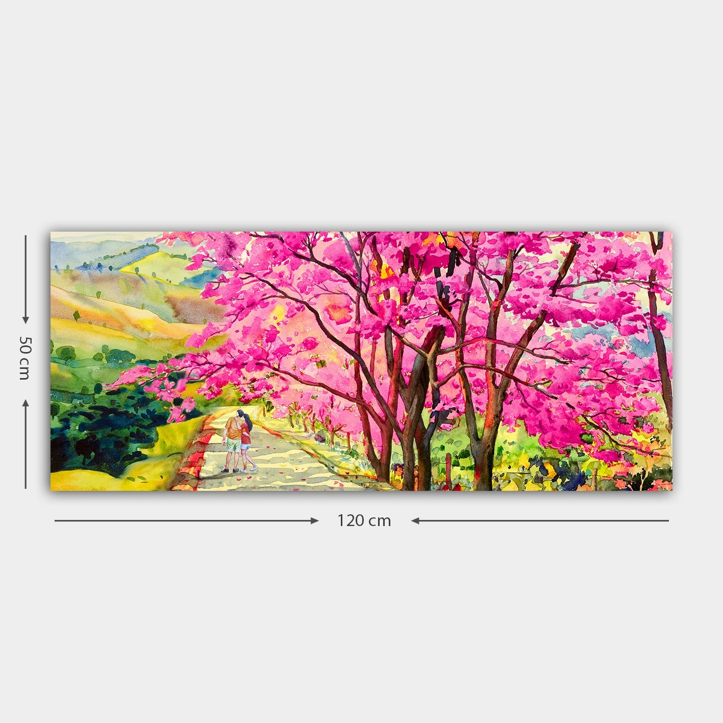 Quadro em Tela Decorativo Multicolor, Moldura de Madeira 3 cm – 50 x 120 cm