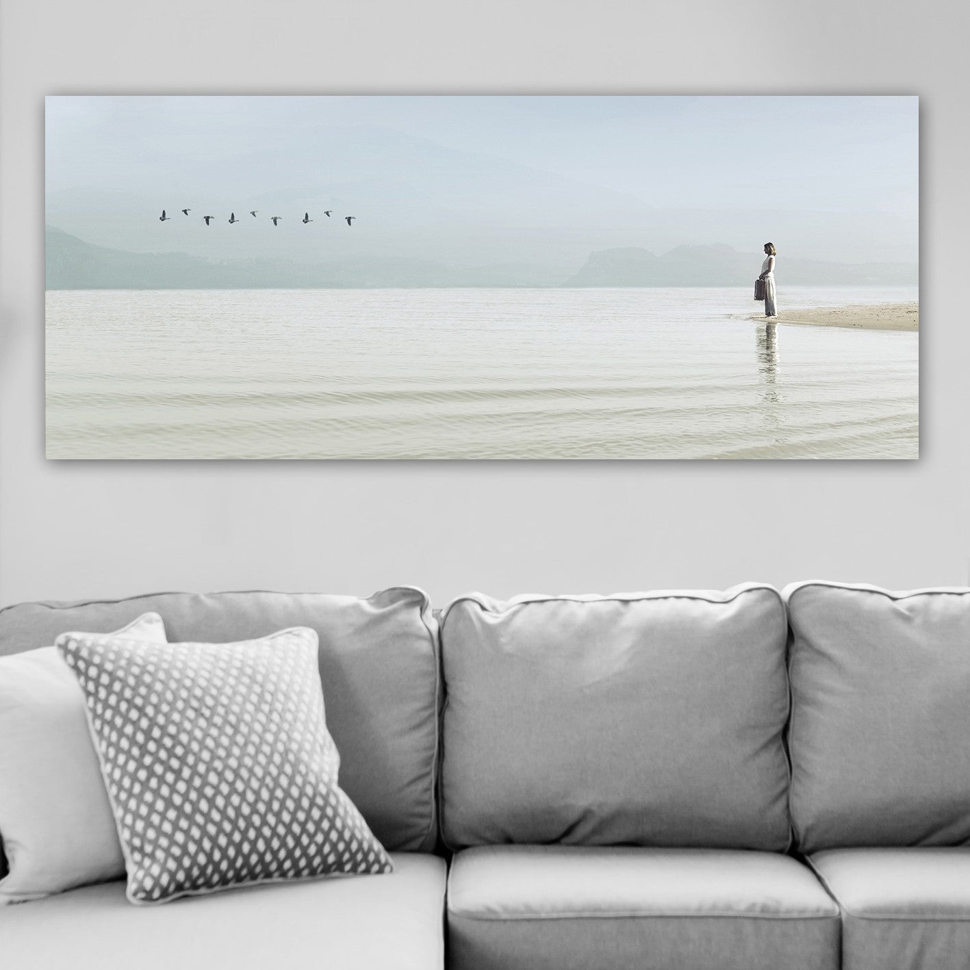 Tela Decorativa Multicolor 50 x 120 cm em 100% Canvas com Moldura de Madeira 3 cm