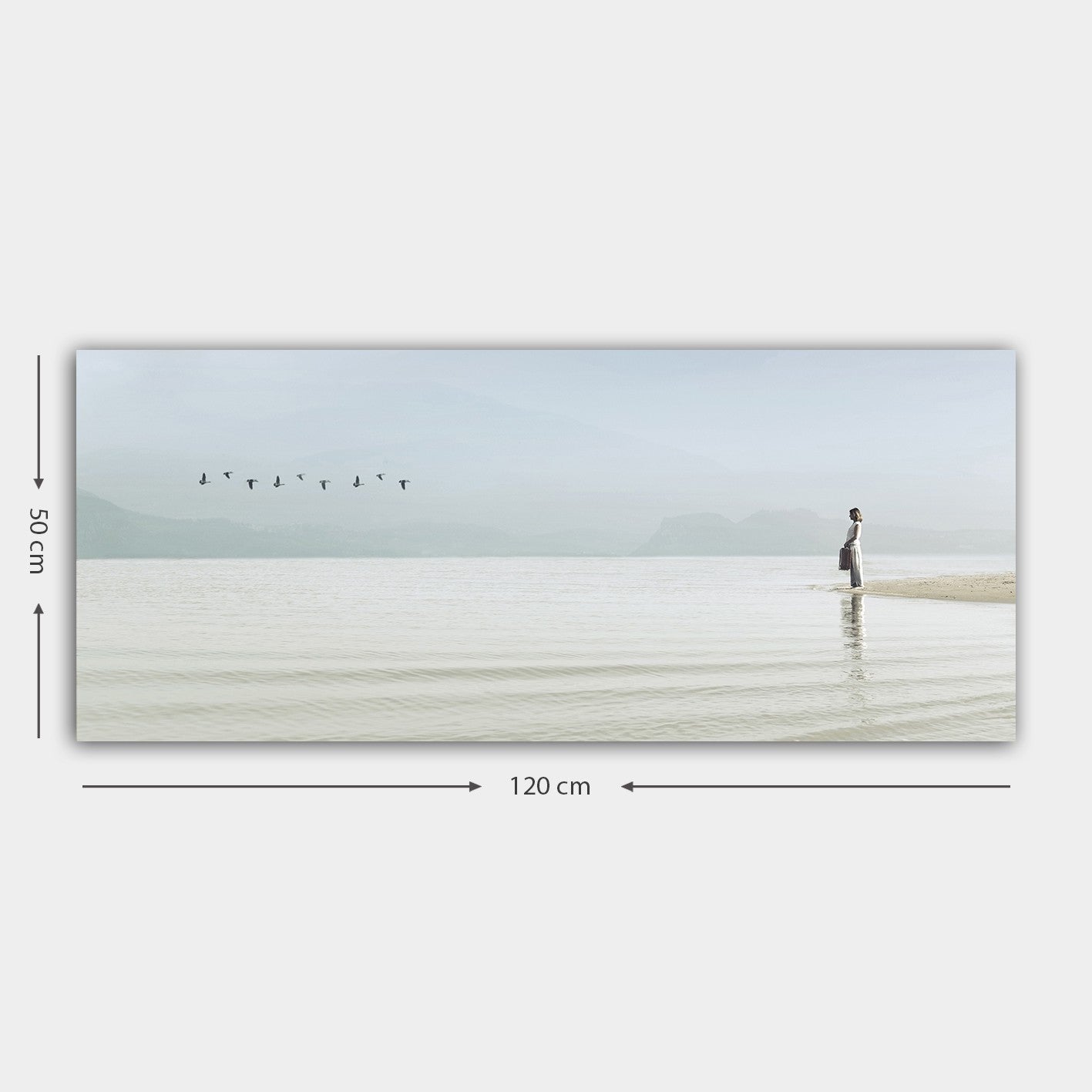 Tela Decorativa Multicolor 50 x 120 cm em 100% Canvas com Moldura de Madeira 3 cm