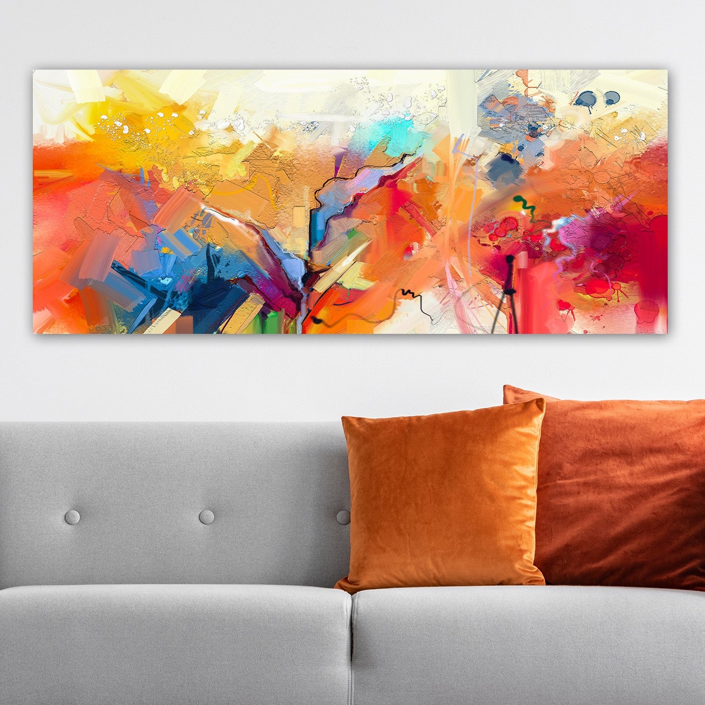Impressionante pintura decorativa em tela, 50 x 120 cm | 100% tela, moldura de madeira com 3 cm de espessura | Perfeito para amantes de decoração e arte, obra de arte anônima exclusiva