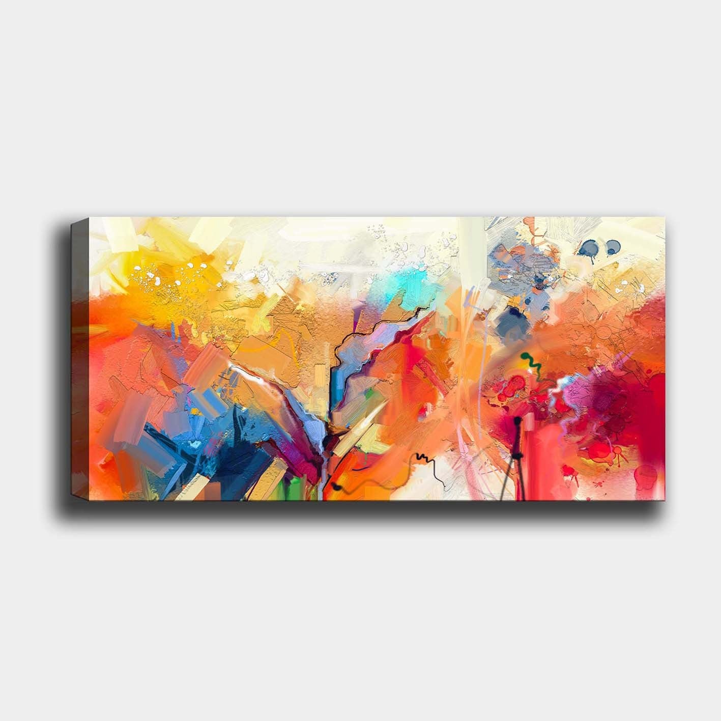 Impressionante pintura decorativa em tela, 50 x 120 cm | 100% tela, moldura de madeira com 3 cm de espessura | Perfeito para amantes de decoração e arte, obra de arte anônima exclusiva
