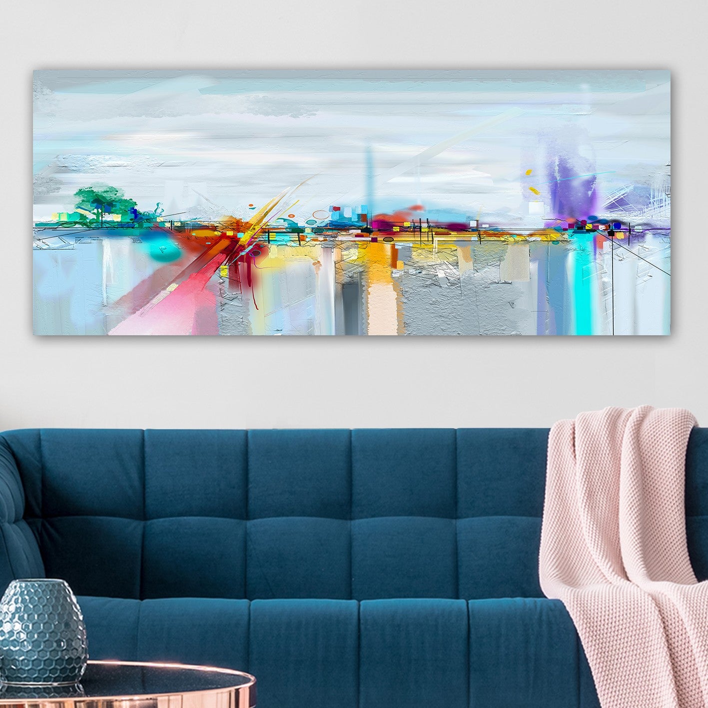 Tela Decorativa Multicolor 50x120 cm em Canvas 100% com Moldura de Madeira (3 cm) – YTY1041141790_50120