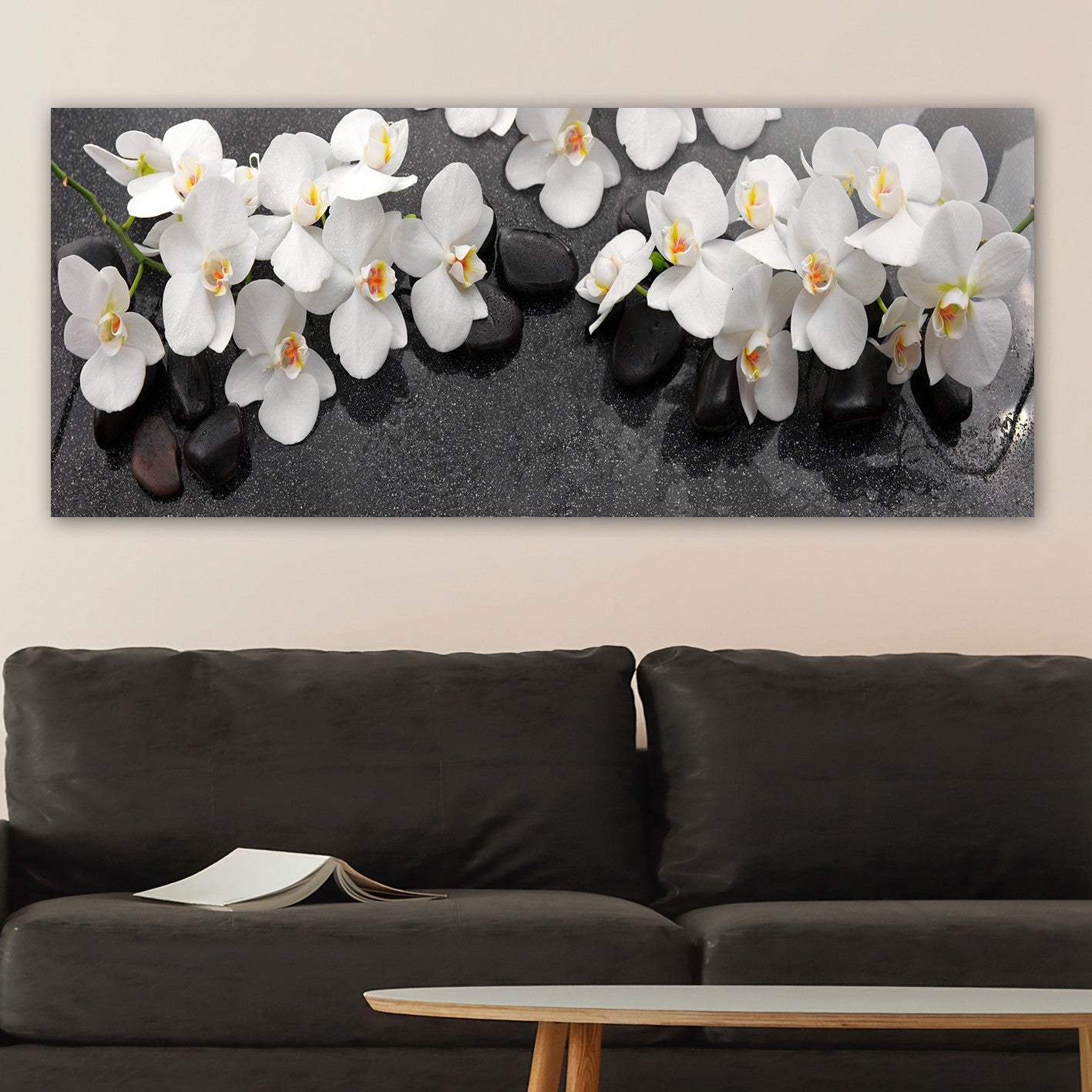Quadro Decorativo em Tela Multicolor 50x120 cm com Moldura de Madeira (3 cm)