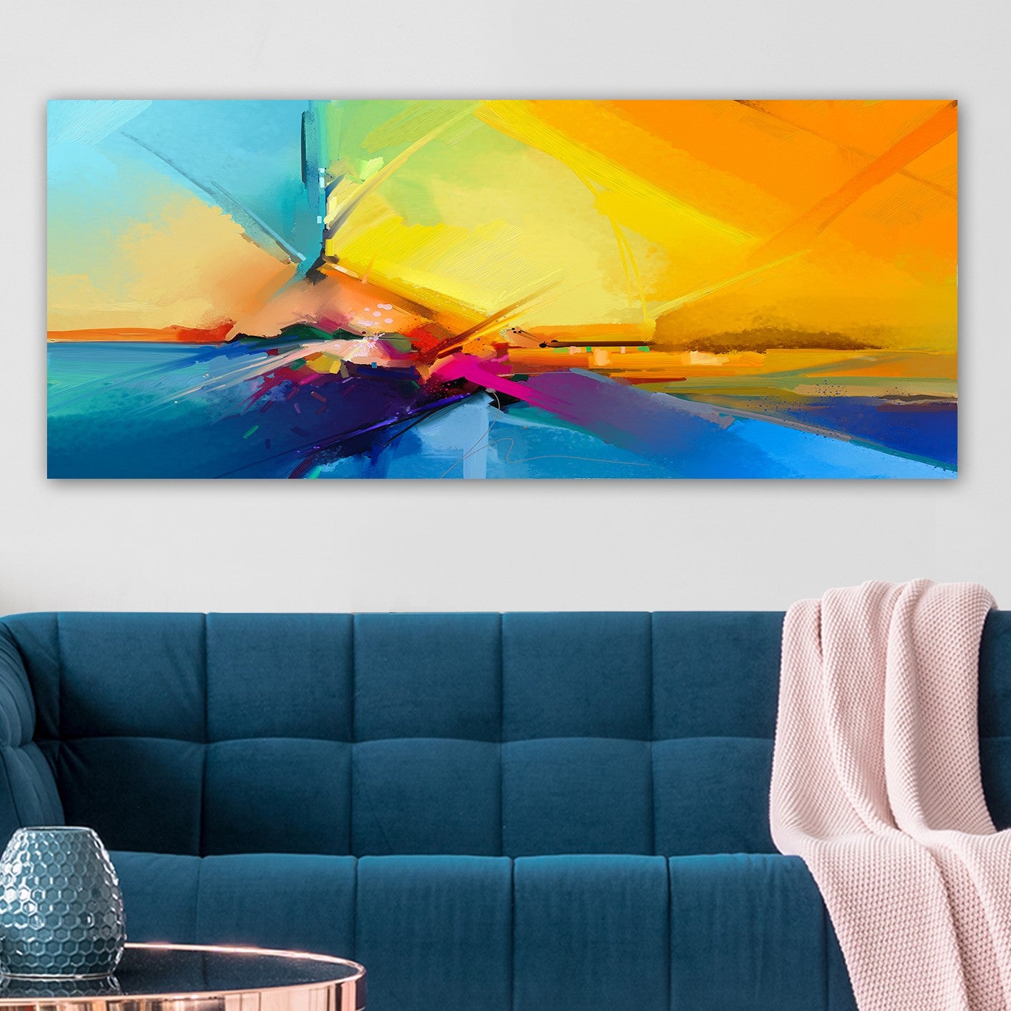 Tela Decorativa em Canvas Multicolor com Moldura de Madeira 3 cm – 50 x 120 cm