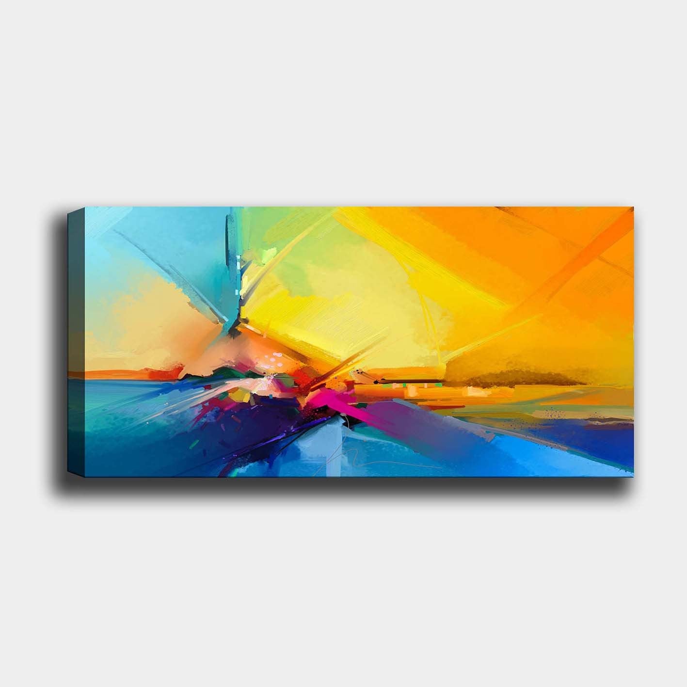 Tela Decorativa em Canvas Multicolor com Moldura de Madeira 3 cm – 50 x 120 cm