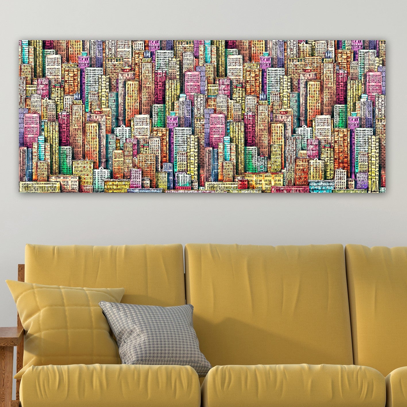 Quadro em Tela 100% Canvas Multicolor com Moldura de Madeira (3 cm) – 50 x 120 cm