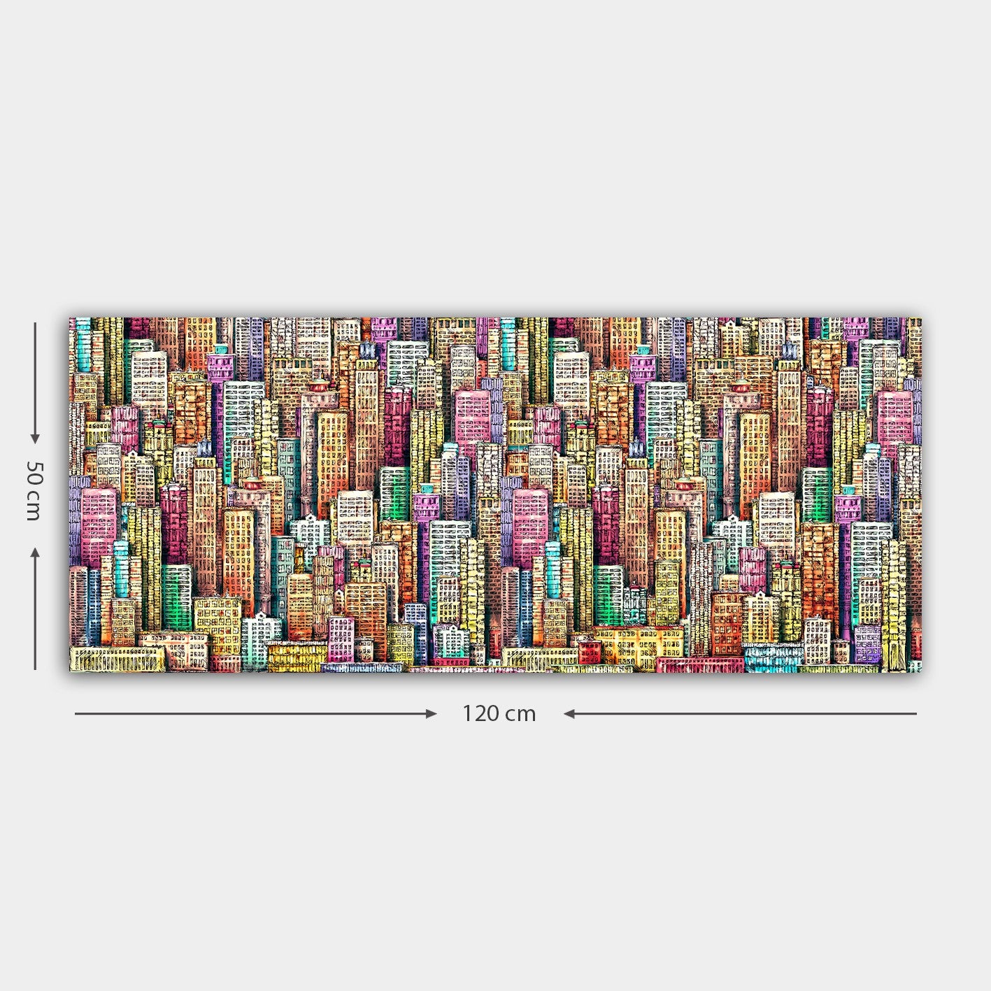 Quadro em Tela 100% Canvas Multicolor com Moldura de Madeira (3 cm) – 50 x 120 cm