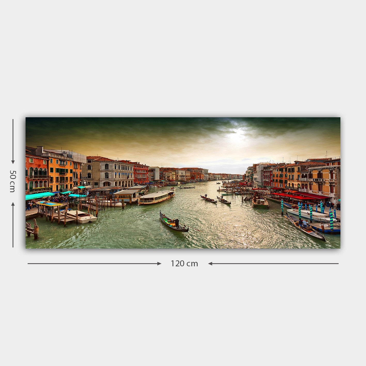 Tela Decorativa em Canvas 100% Multicolor 50 x 120 cm com Moldura de Madeira (3 cm)