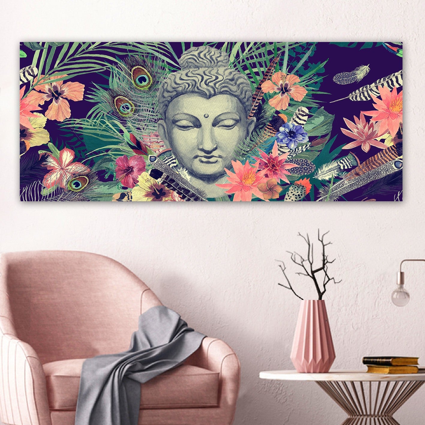 Tela Decorativa em Canvas 100% Multicolor 50 x 120 cm com Moldura de Madeira (3 cm)