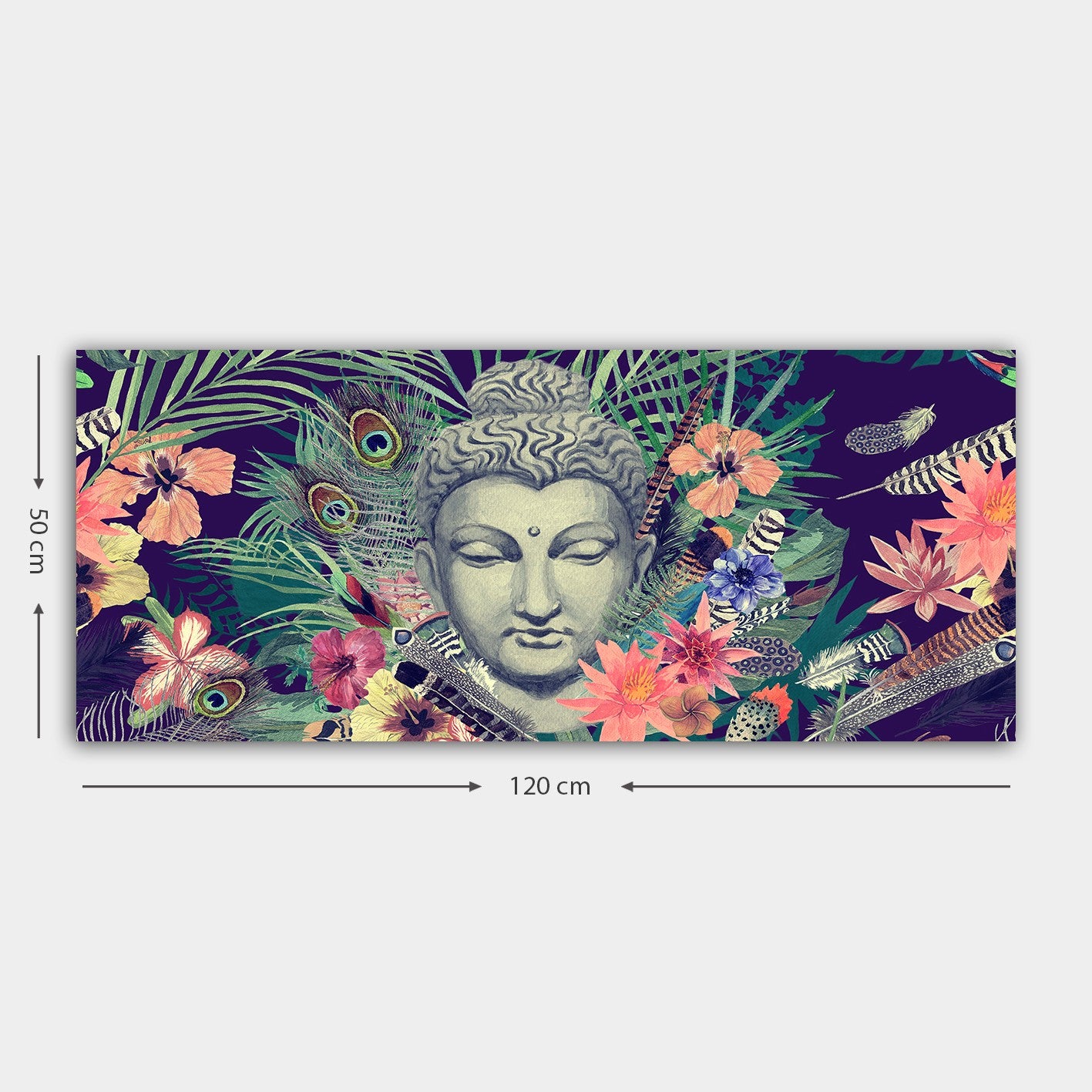 Tela Decorativa em Canvas 100% Multicolor 50 x 120 cm com Moldura de Madeira (3 cm)