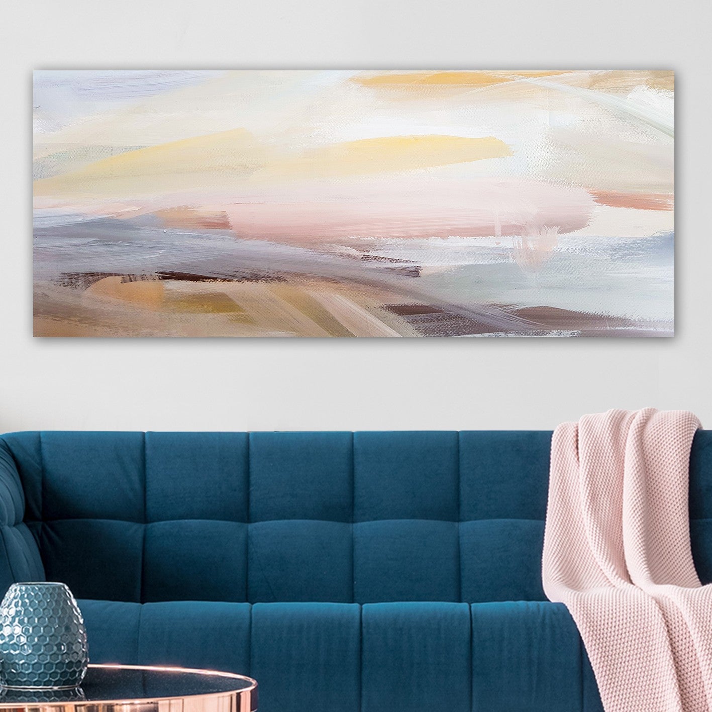 Impressionante pintura decorativa em tela, 50 x 120 cm | 100% tela, moldura de madeira com 3 cm de espessura | Perfeito para amantes de decoração e arte, obra de arte anônima exclusiva