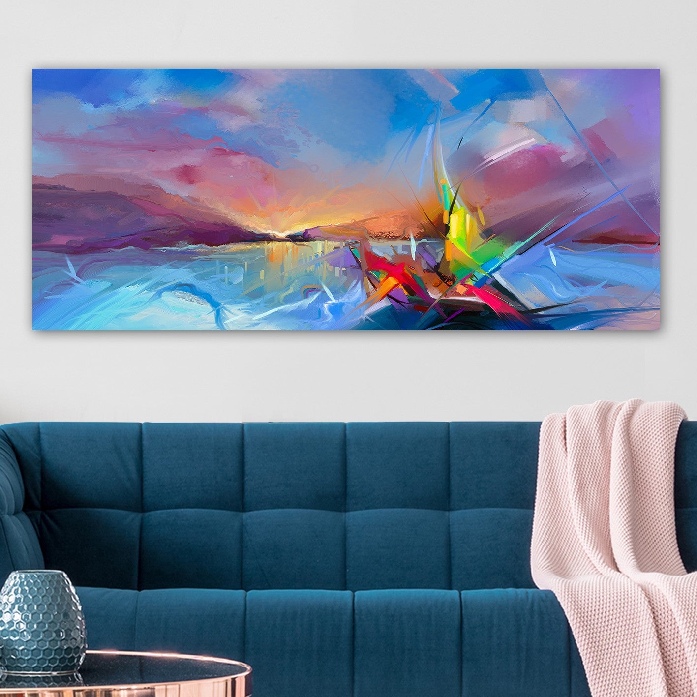 Quadro Decorativo em Tela 100% Canvas Multicolor 50 x 120 cm com Moldura 100% Madeira (3 cm) – YTY1054276691_50120