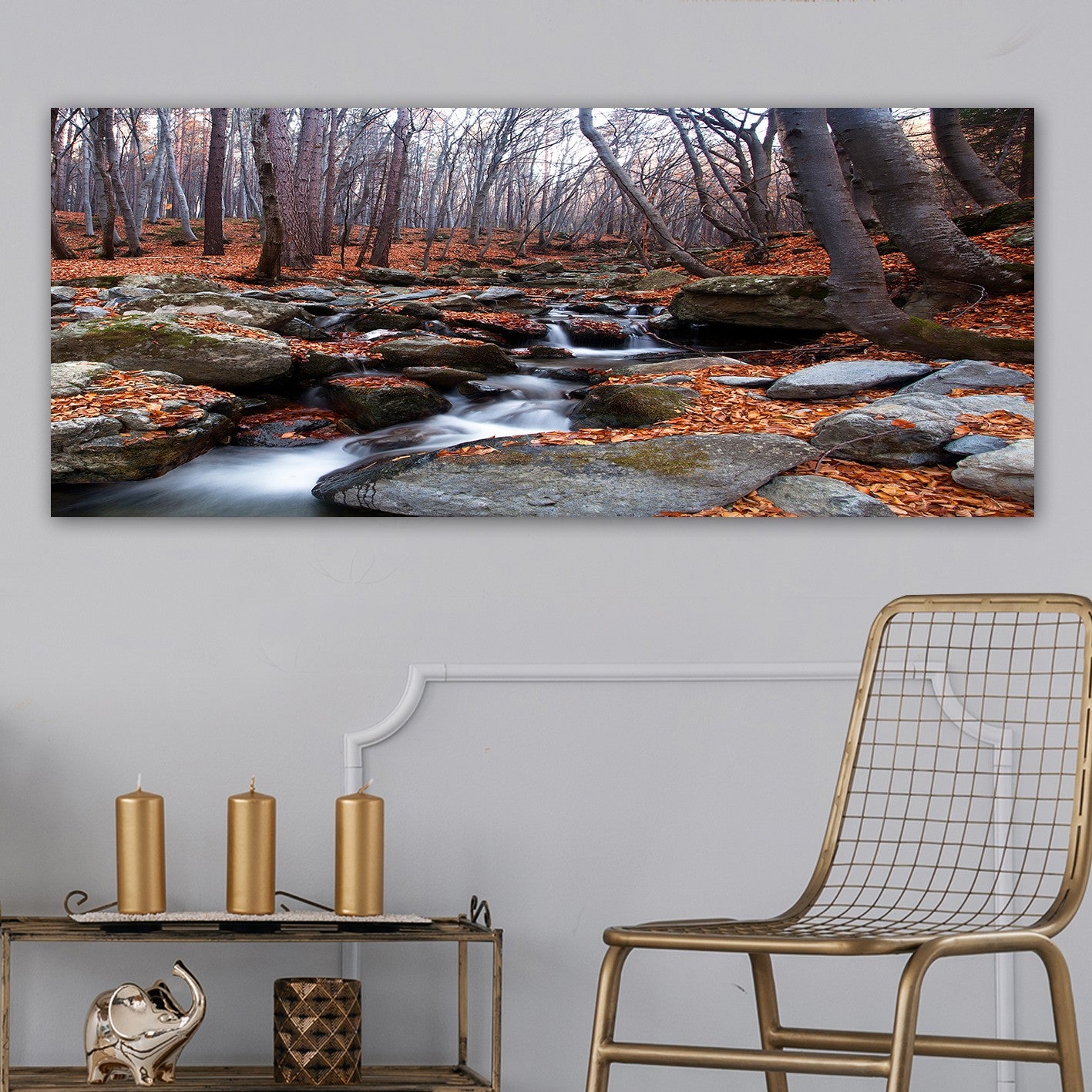 Quadro em Tela Decorativo Multicolor 50 x 120 cm com Moldura de Madeira (3 cm) – 100% Lona