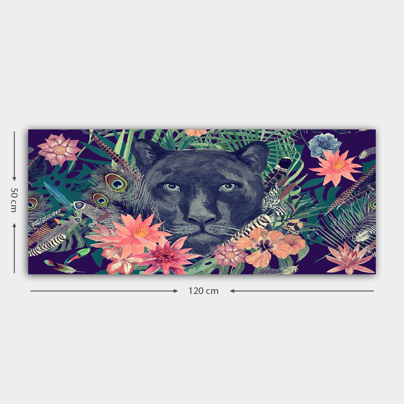 Quadro Decorativo em Tela Multicolor 50x120 cm – 100% Tela, Moldura de Madeira (3 cm)