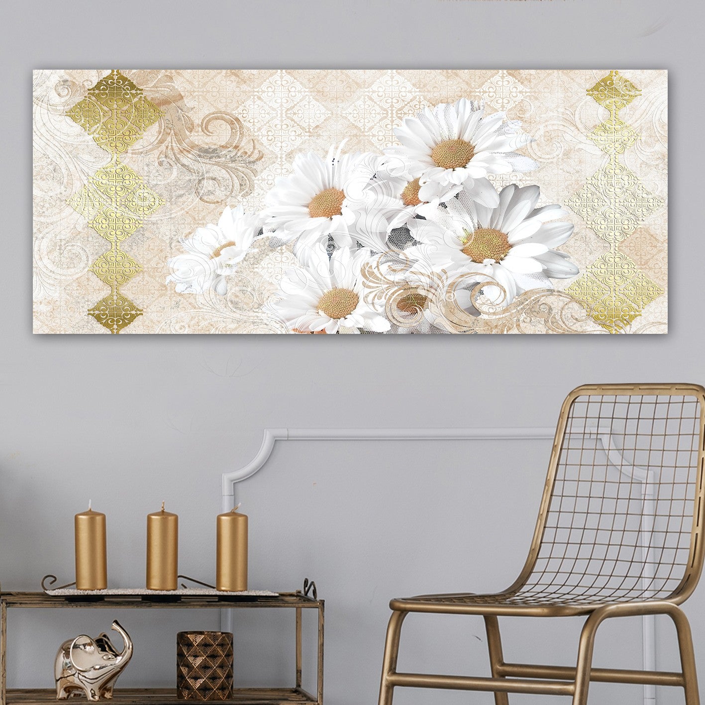 Quadro em Tela Decorativa Multicolor 50x120 cm c/ Moldura de Madeira 3 cm – YTY1067825636_50120