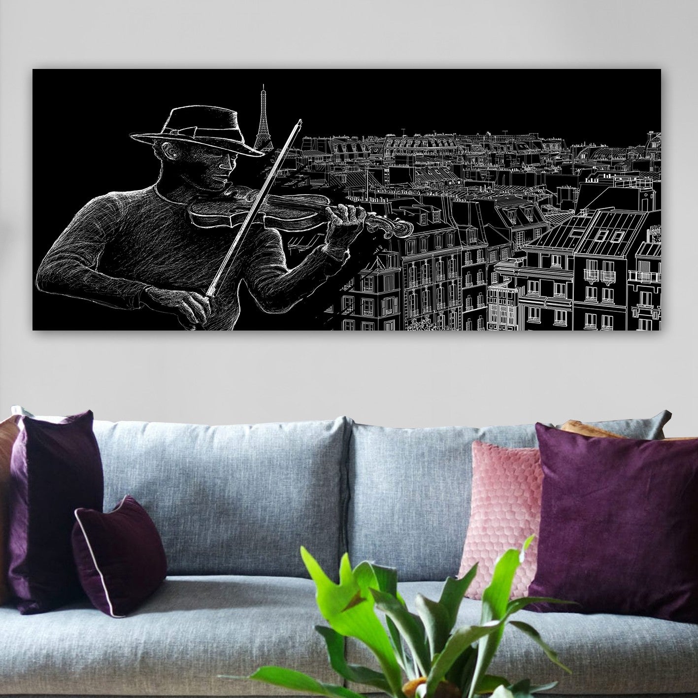 Tela Decorativa em Canvas 100% Multicolor 50 x 120 cm com Moldura de Madeira 3 cm