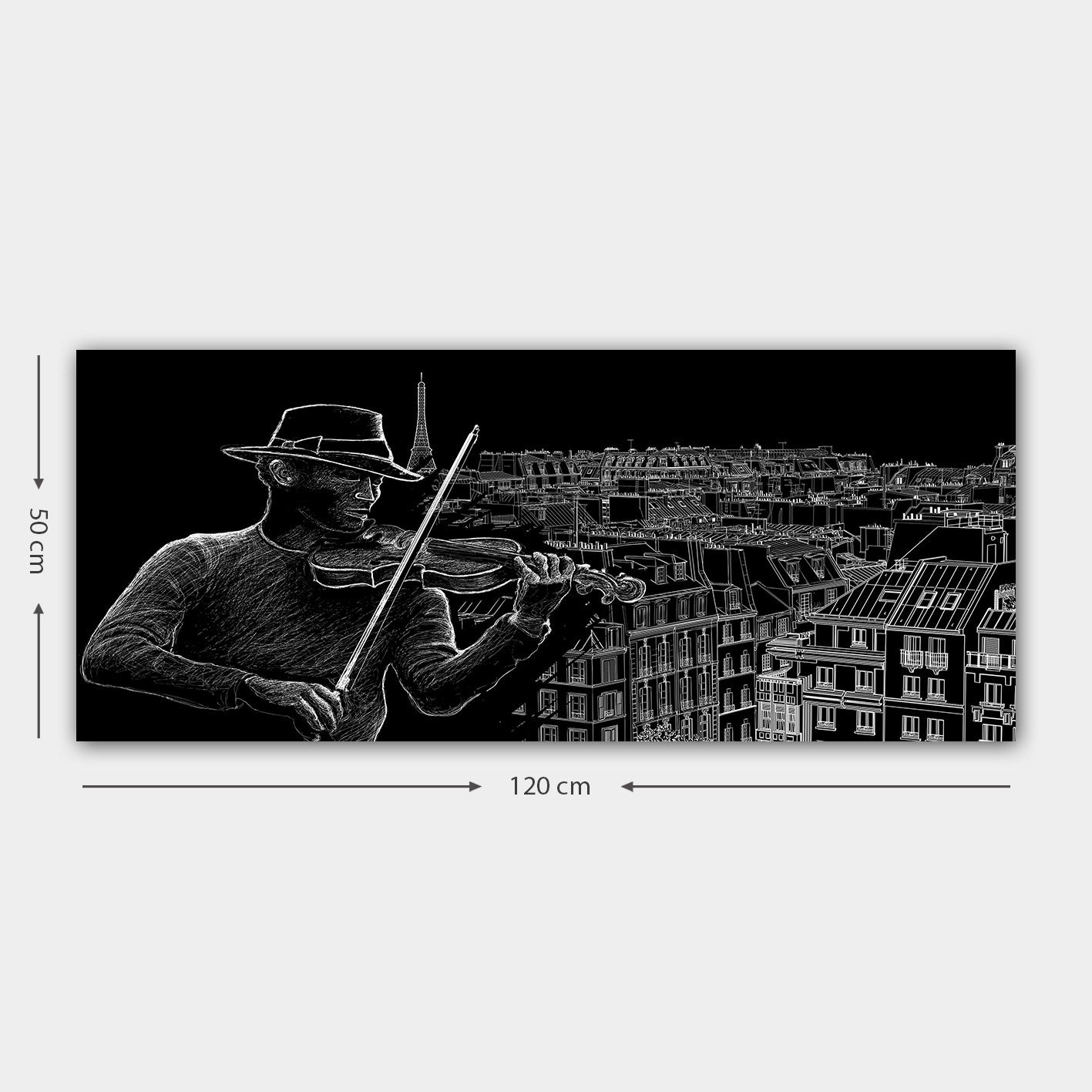 Tela Decorativa em Canvas 100% Multicolor 50 x 120 cm com Moldura de Madeira 3 cm