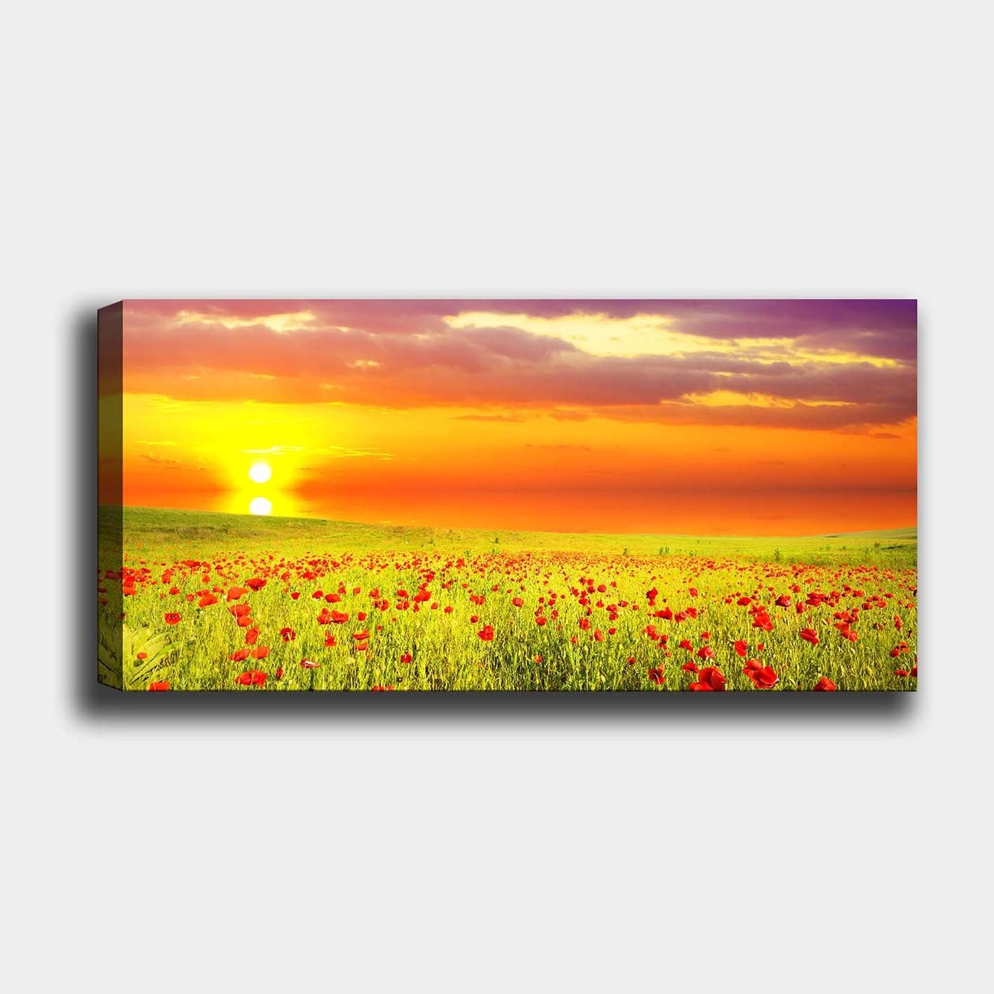 Quadro Decorativo em Tela Multicolor 50x120 cm com Moldura de Madeira (3 cm)