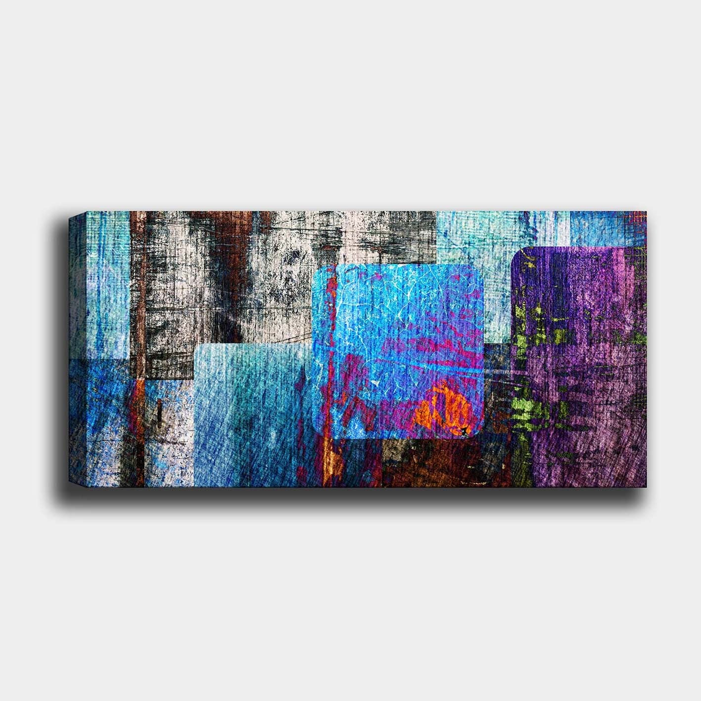 Quadro Decorativo em Tela Multicolor 50x120 cm com Moldura de Madeira (3 cm)