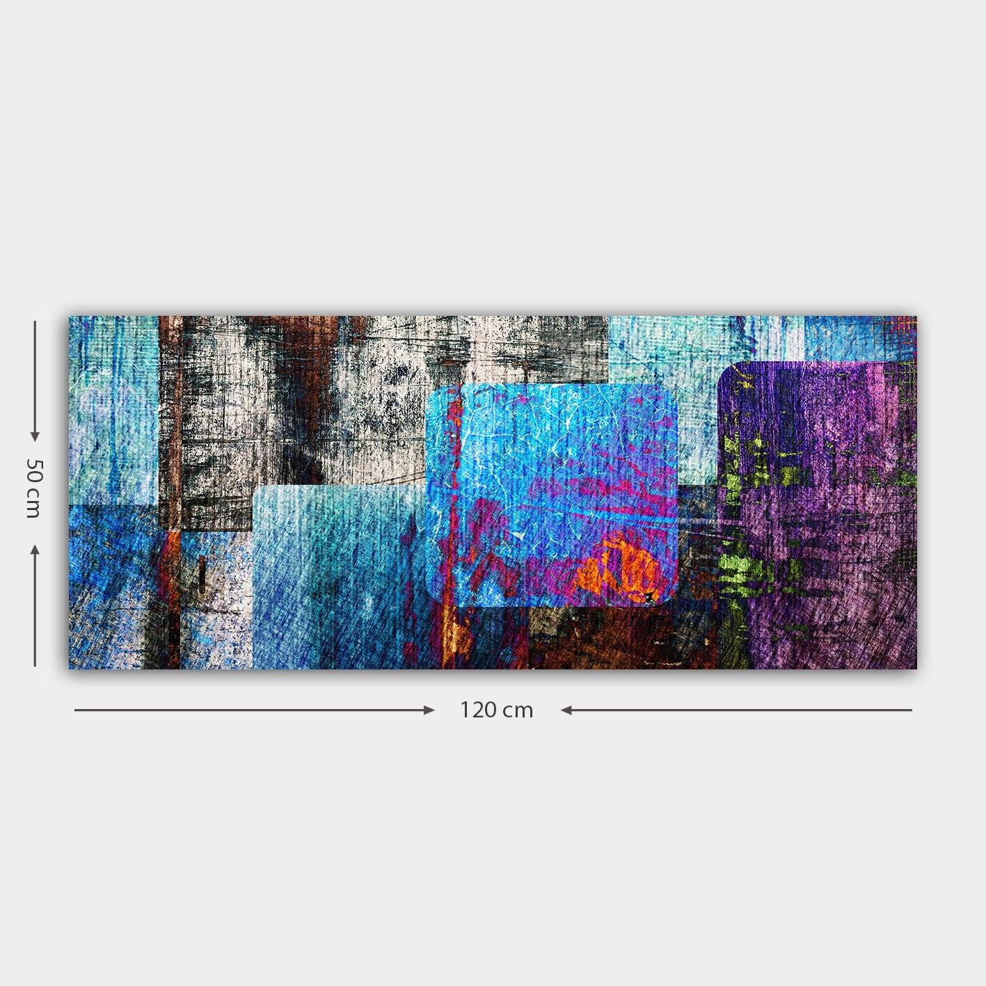 Quadro Decorativo em Tela Multicolor 50x120 cm com Moldura de Madeira (3 cm)
