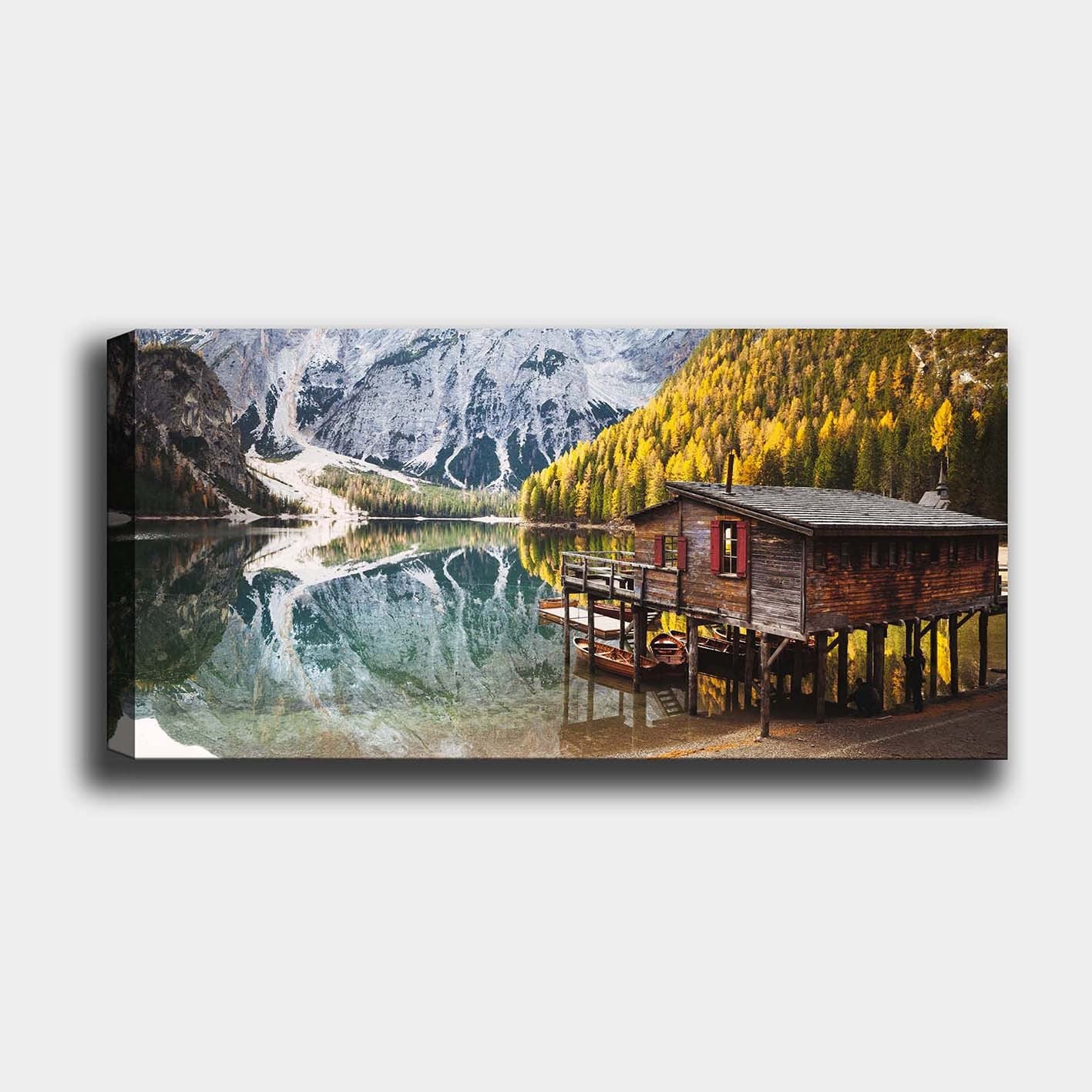 Quadro Decorativo em Tela Multicolor 50x120 cm com Moldura de Madeira (3 cm)