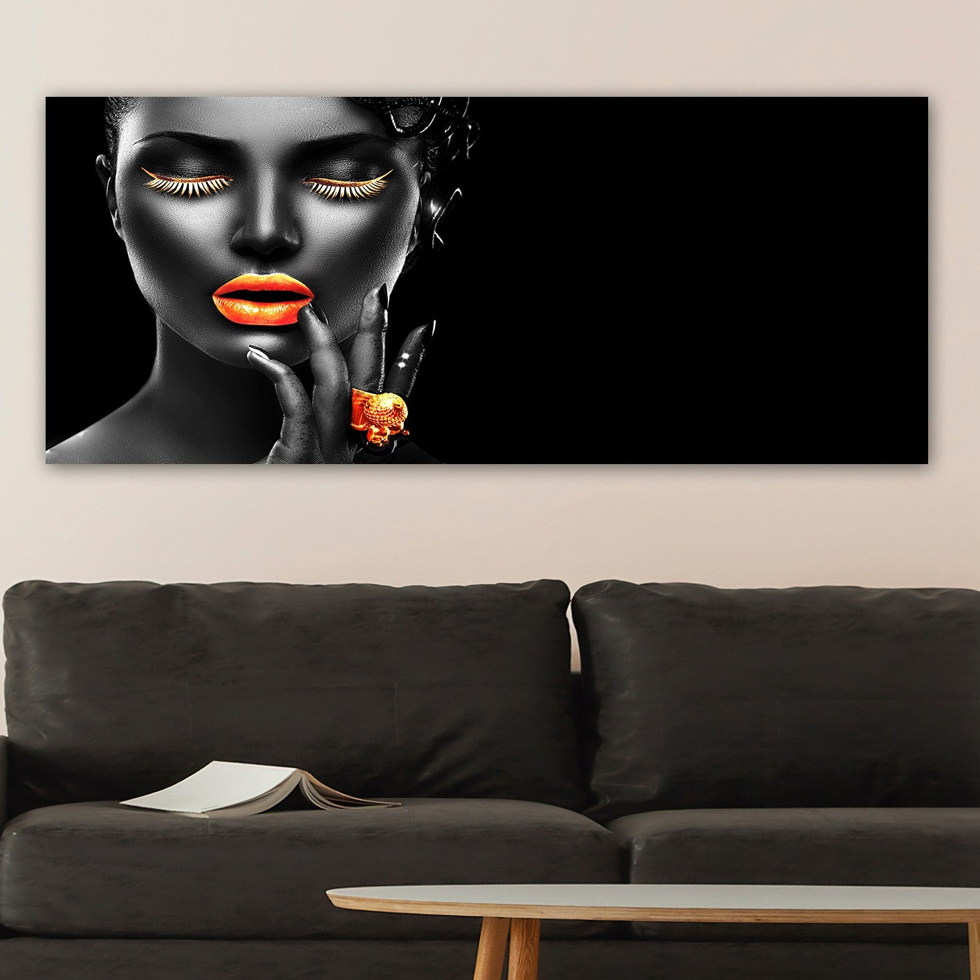 Quadro em Tela Decorativo Multicolor 50x120 cm com Moldura de Madeira 3 cm