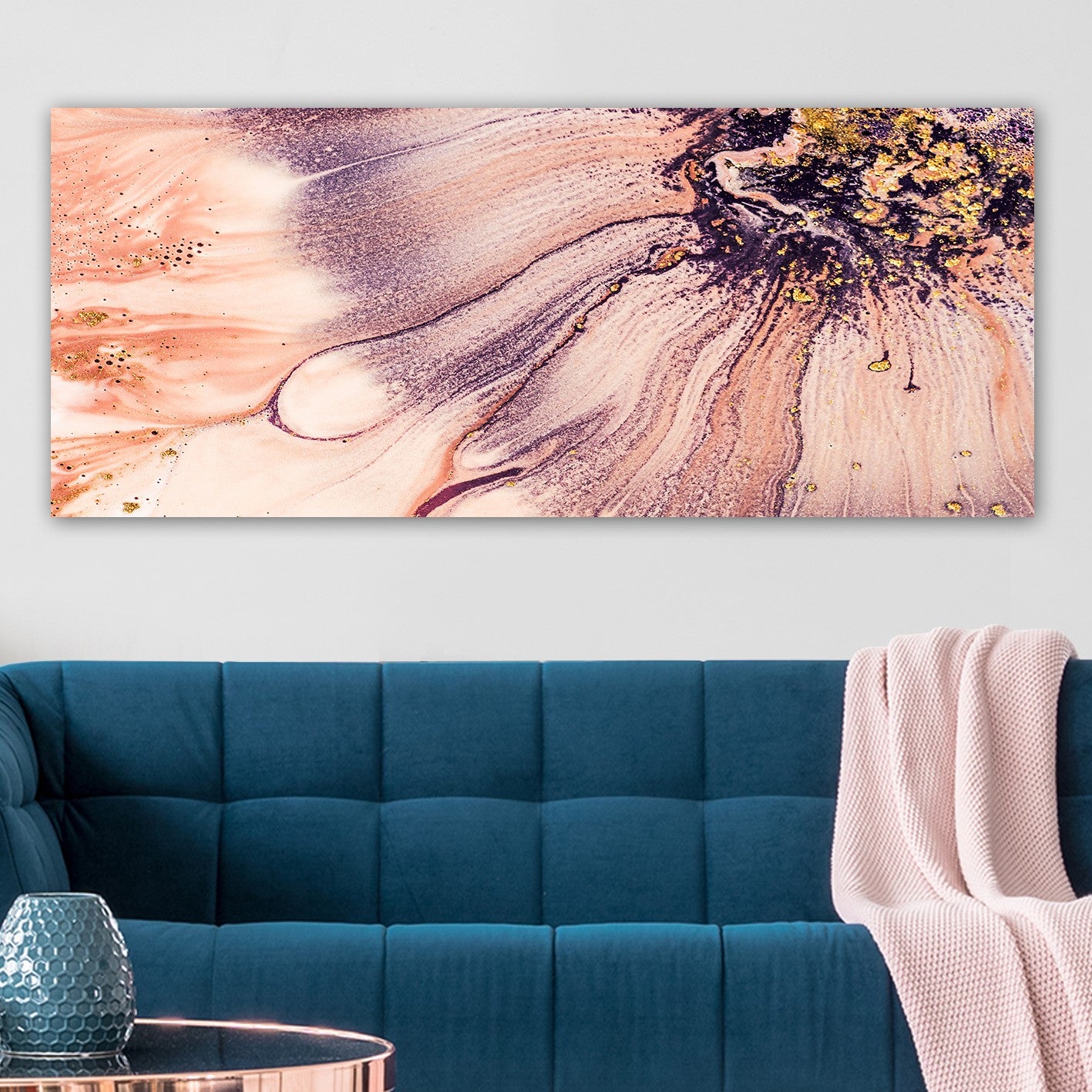 Tela Decorativa em Canvas Multicolor 50 x 120 cm com Moldura de Madeira (3 cm)