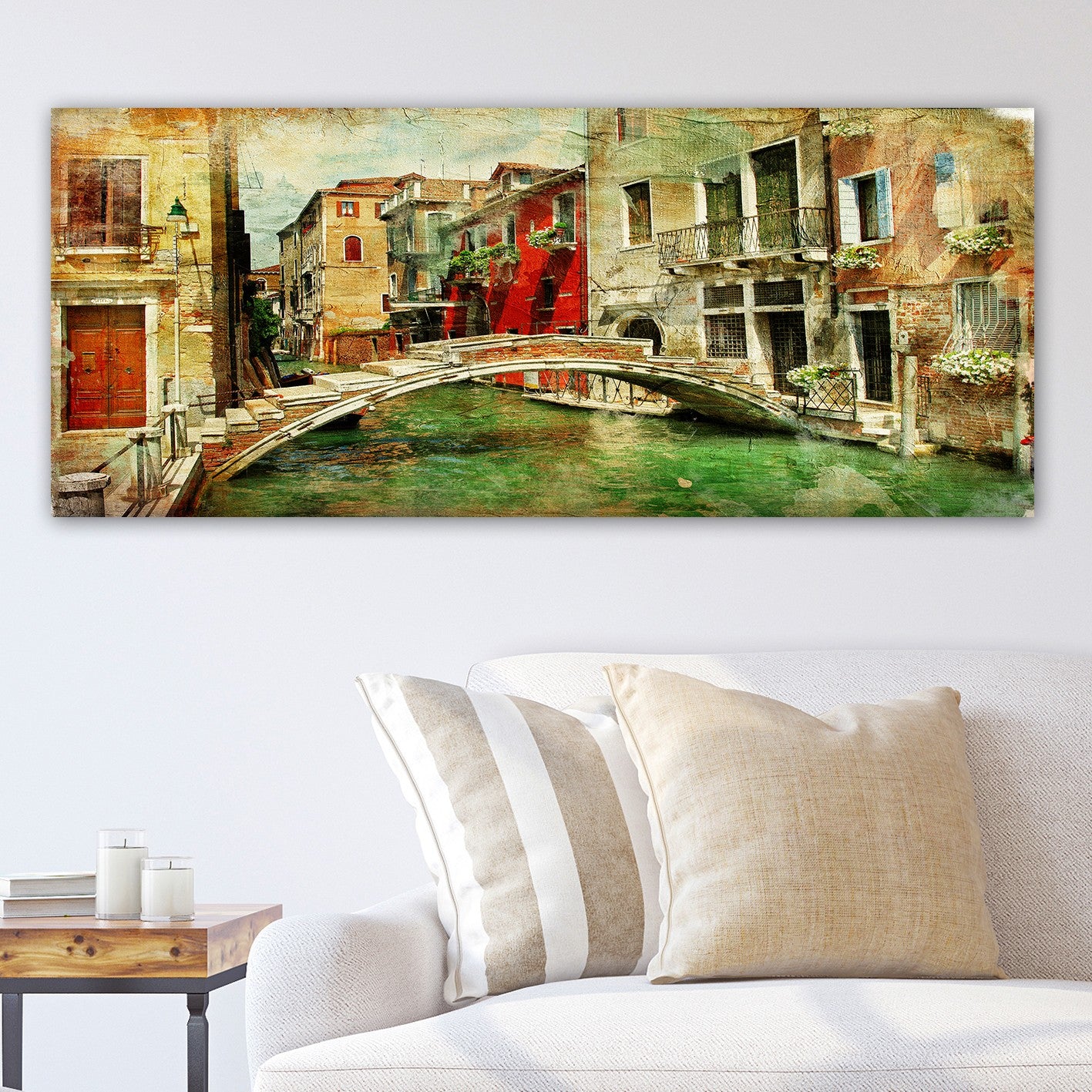 Quadro em Tela Decorativo Multicolor 50x120 cm com Moldura de Madeira (3 cm)