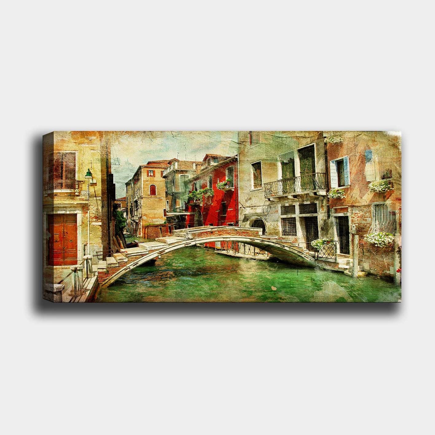 Quadro em Tela Decorativo Multicolor 50x120 cm com Moldura de Madeira (3 cm)