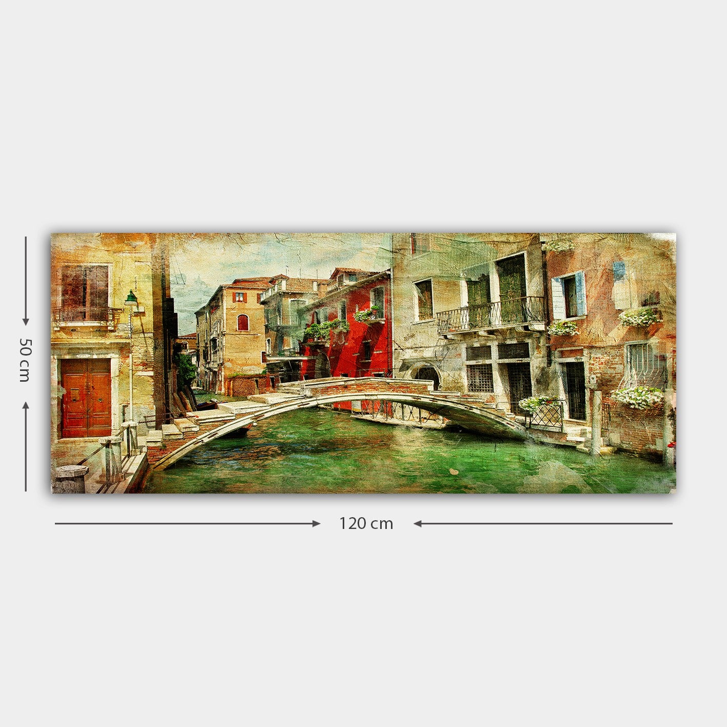 Quadro em Tela Decorativo Multicolor 50x120 cm com Moldura de Madeira (3 cm)