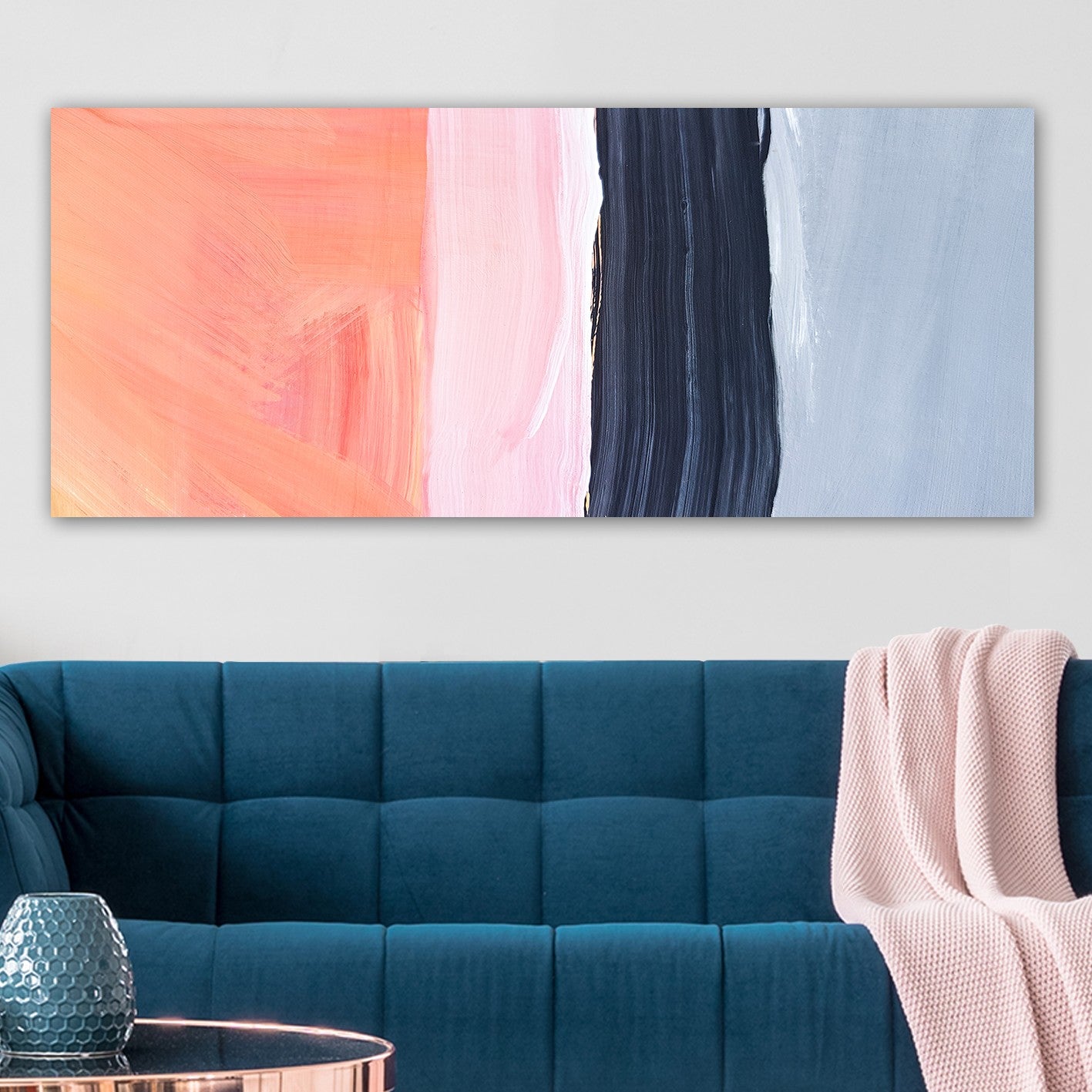 Quadro em Tela Decorativo Multicolor 50x120 cm com Moldura de Madeira (3 cm) – 100% Tela