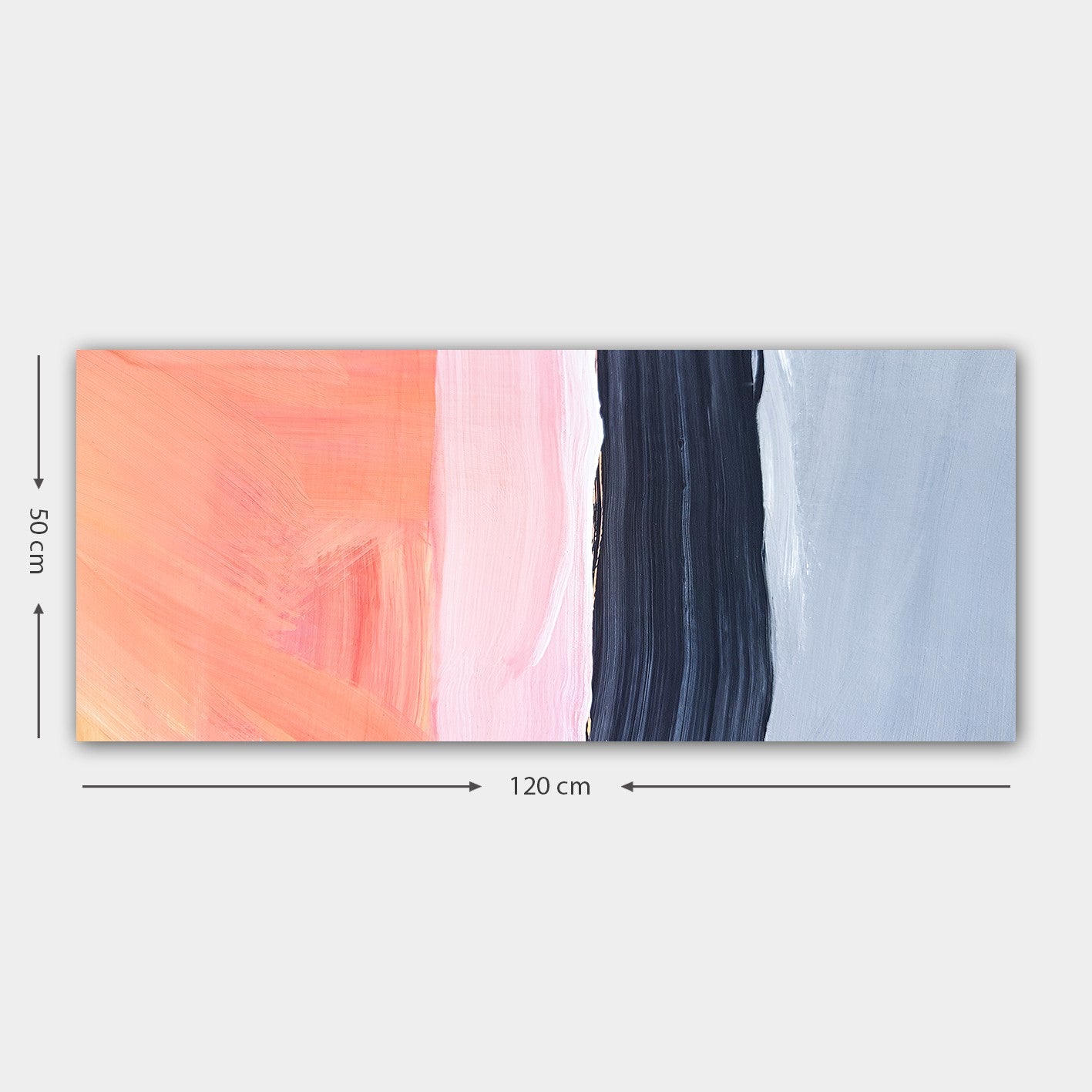 Quadro em Tela Decorativo Multicolor 50x120 cm com Moldura de Madeira (3 cm) – 100% Tela