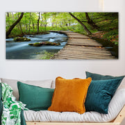 Quadro Decorativo em Tela Multicolor 50x120 cm com Moldura de Madeira (3 cm)