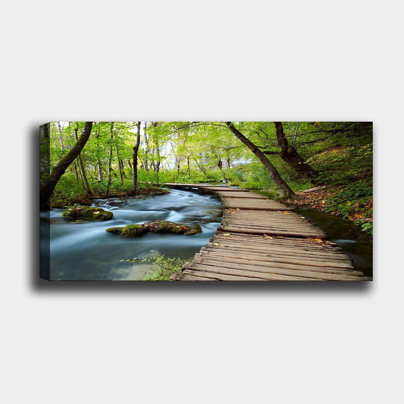 Quadro Decorativo em Tela Multicolor 50x120 cm com Moldura de Madeira (3 cm)