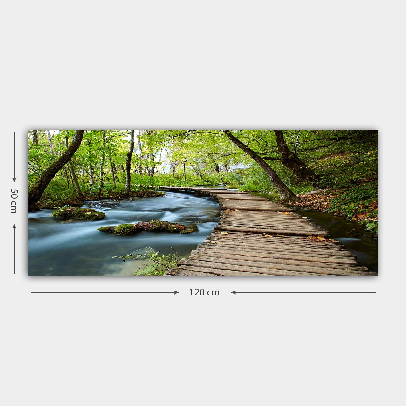 Quadro Decorativo em Tela Multicolor 50x120 cm com Moldura de Madeira (3 cm)