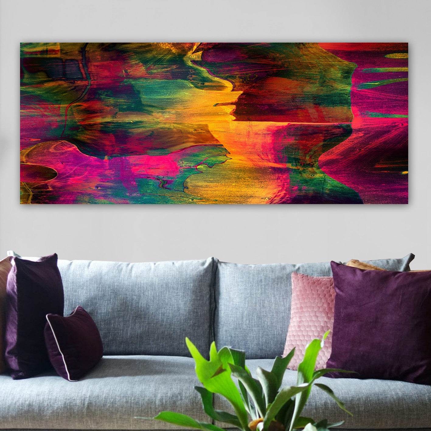 Quadro em Tela Decorativo Multicolor 50x120 cm – Canvas 100% com Moldura de Madeira 3 cm