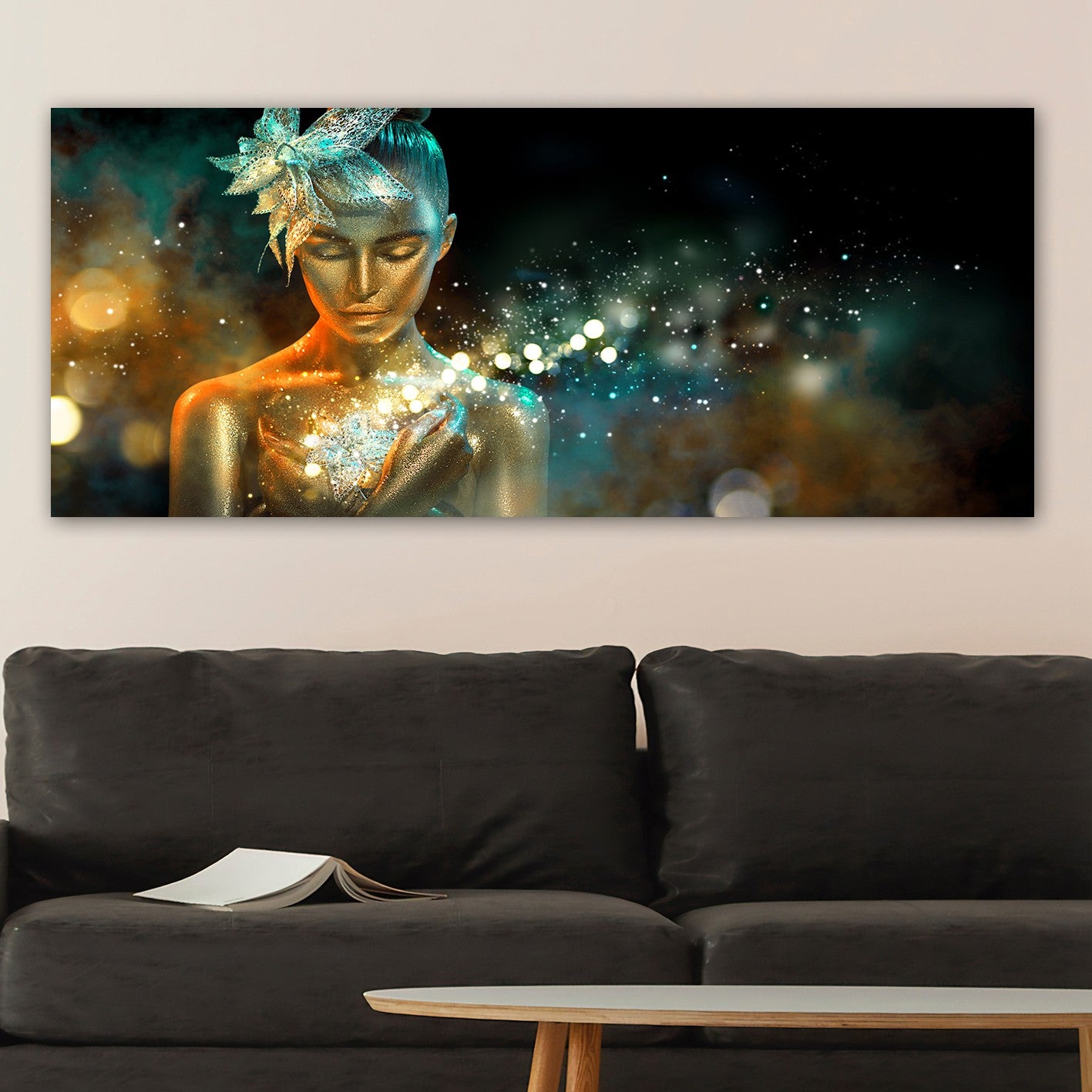 Tela Decorativa Multicolor em Canvas 100% com Moldura de Madeira (3 cm) – 50 x 120 cm