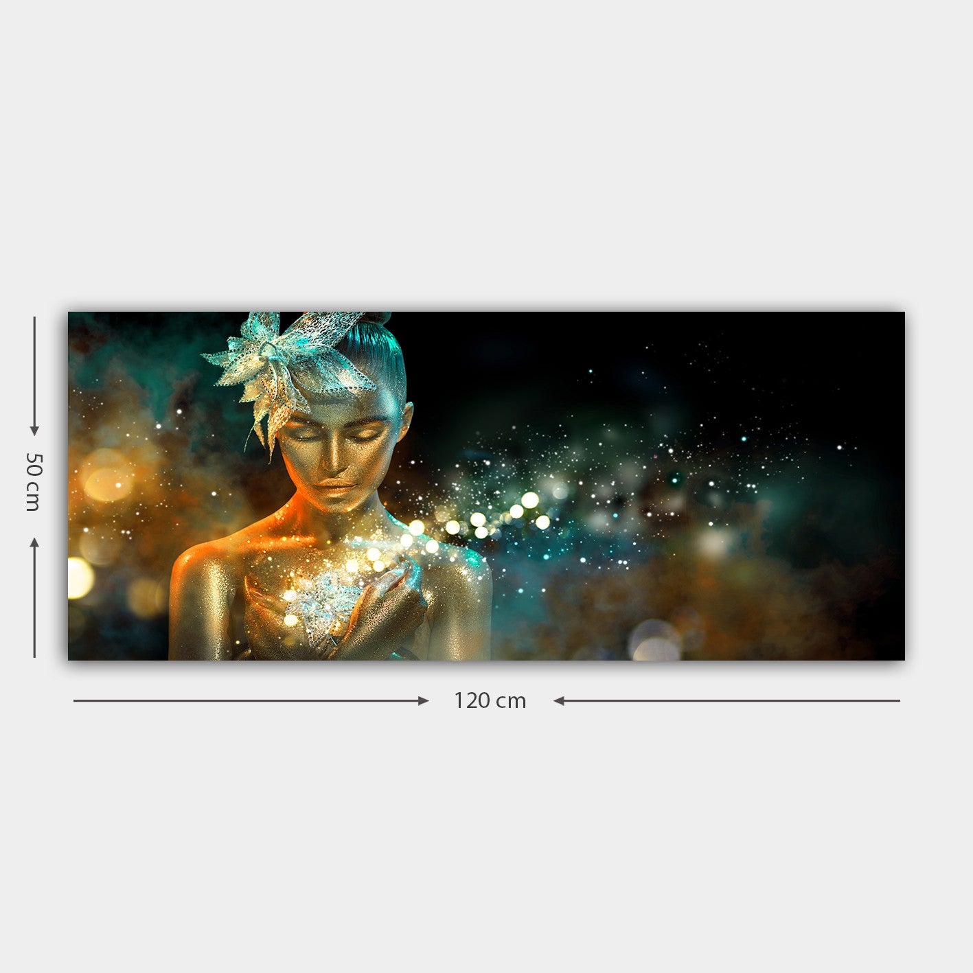 Tela Decorativa Multicolor em Canvas 100% com Moldura de Madeira (3 cm) – 50 x 120 cm