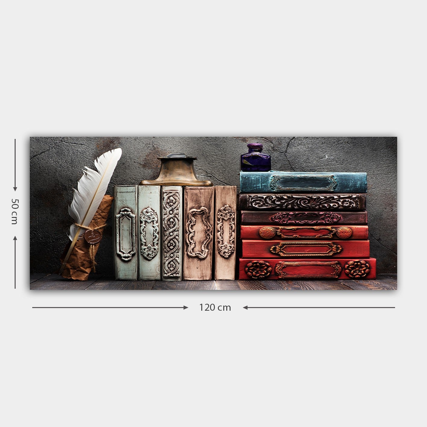 Tela Decorativa Multicolor 50x120 cm em Canvas 100% com Moldura de Madeira 3 cm