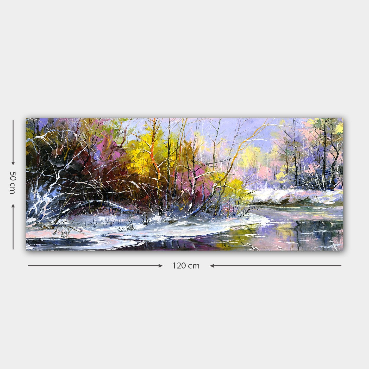 Quadro em Tela Decorativo Multicolor 50x120 cm com Moldura de Madeira (3 cm)