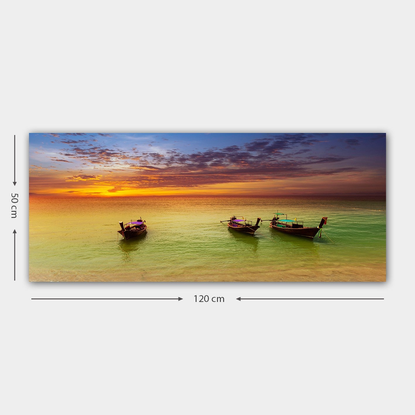 Quadro em Tela Decorativa Multicolor 50x120 cm – 100% Tela, Moldura de Madeira 3 cm