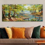 Tela Decorativa em Canvas Multicolor 50 x 120 cm com Moldura de Madeira 3 cm