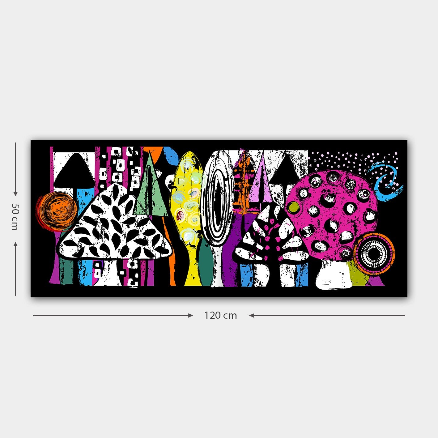 Quadro em Tela Decorativa Multicor 50 x 120 cm | Canvas 100% com Moldura de Madeira 3 cm