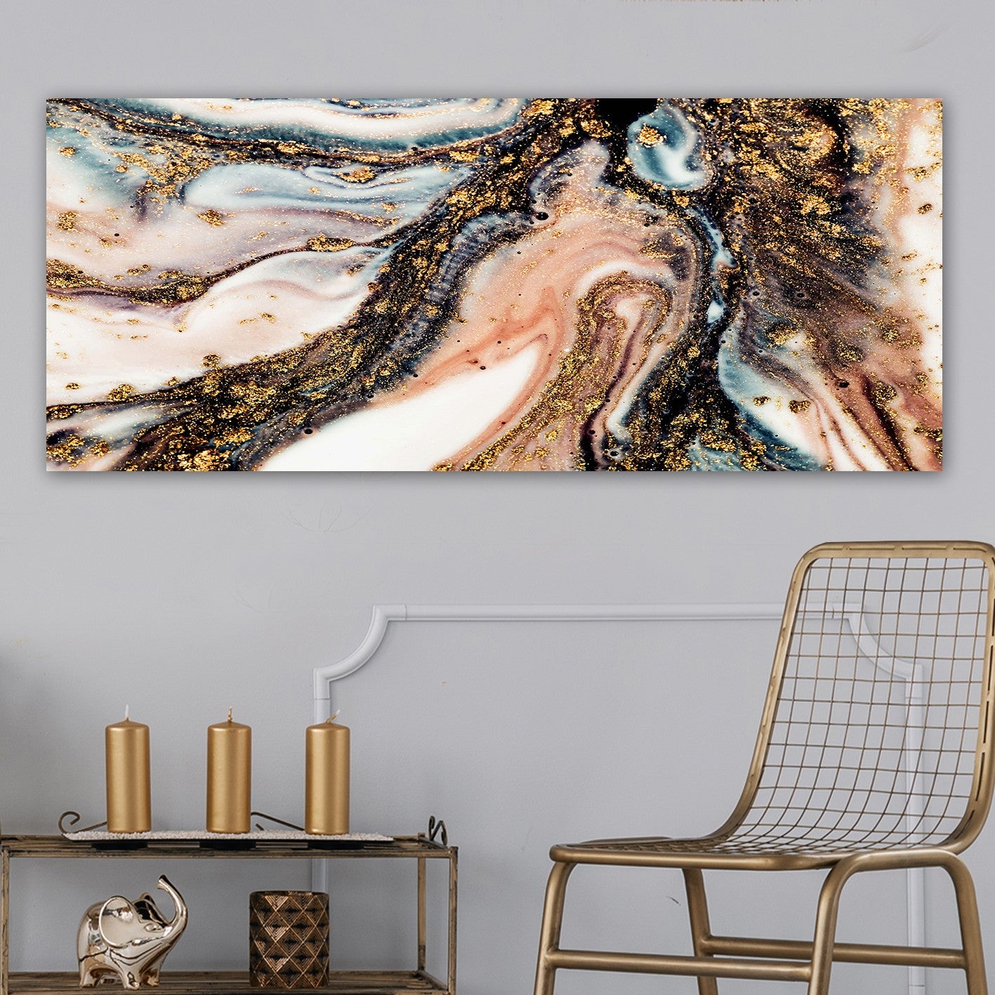 Impressionante pintura decorativa em tela, 50 x 120 cm | 100% tela, moldura de madeira com 3 cm de espessura | Perfeito para amantes de decoração e arte, obra de arte anônima exclusiva