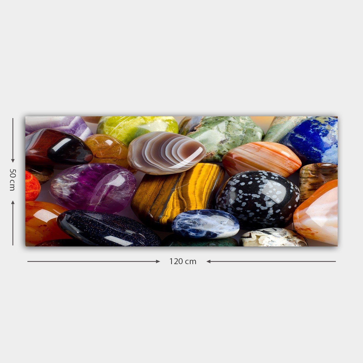 Quadro em Tela 100% Multicolor 50x120 cm com Moldura 100% Madeira (3 cm)