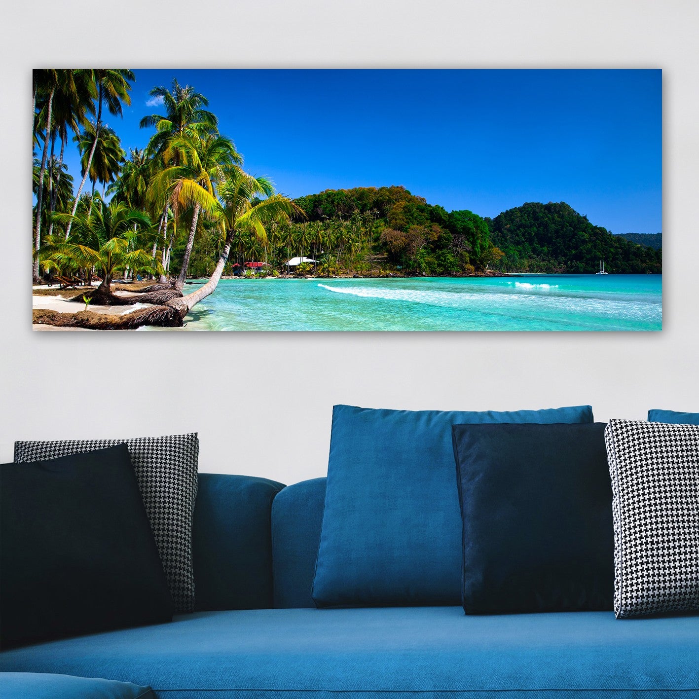 Quadro em Tela Decorativo Multicolor 50x120 cm com Moldura de Madeira (3 cm)