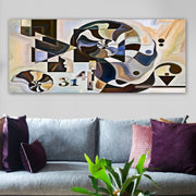 Quadro em Tela Decorativo Multicolor 50 x 120 cm com Moldura de Madeira 3 cm